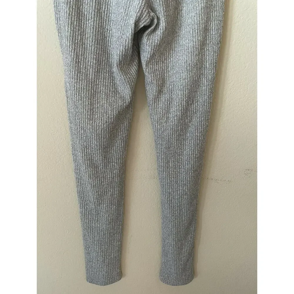 MESHKI Fauve Grey Gray Rib Knit Lined Skinny Pants Size XS Inseam 26.5